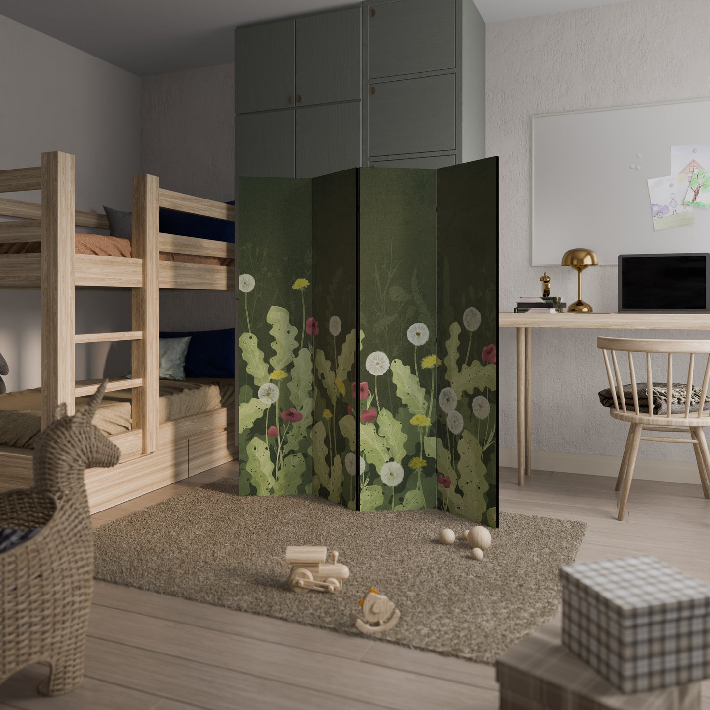 DANDELION AMUSE Decorative 4-Panel Room Divider