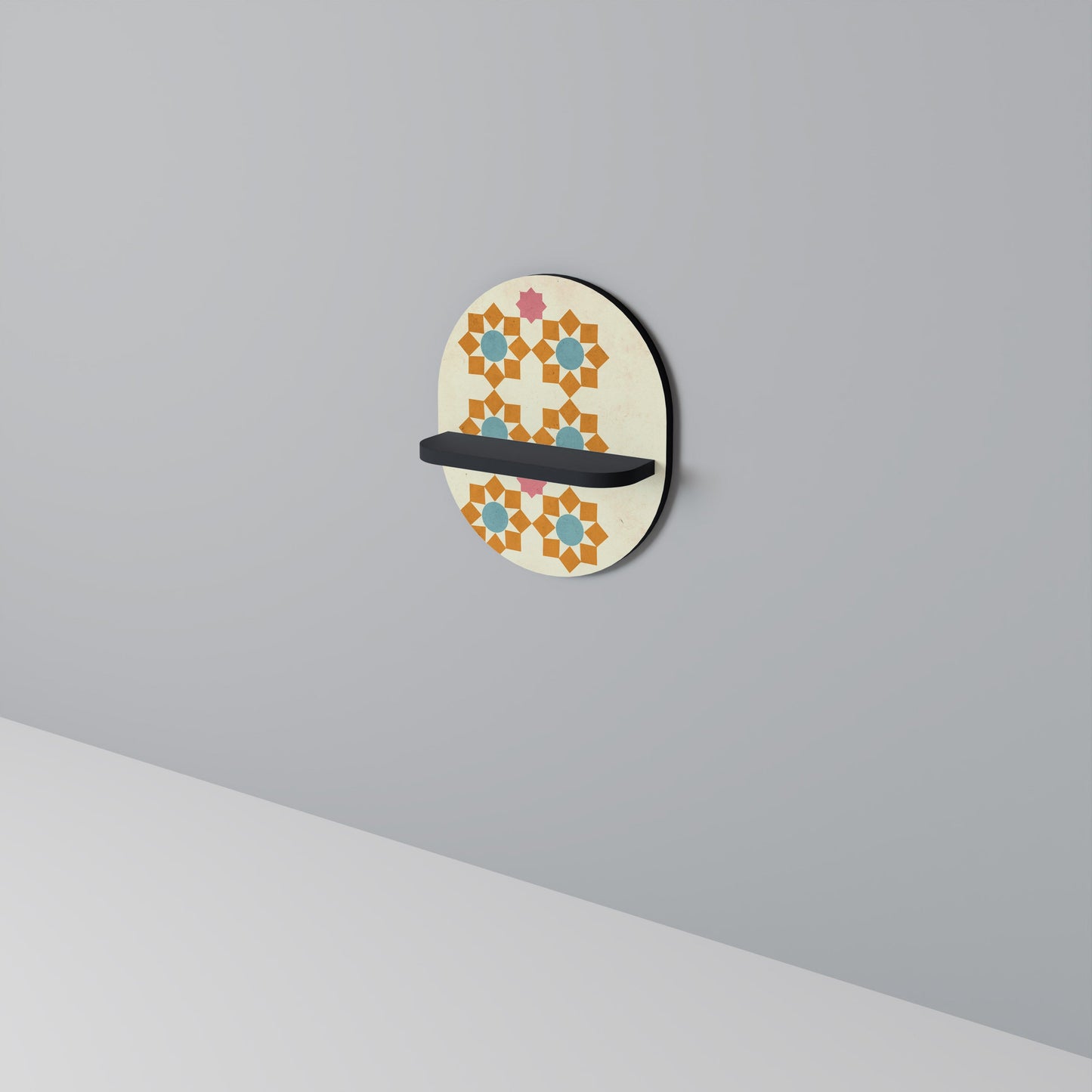 FLORAL DECOR Oval Art Shelf In Black Finish