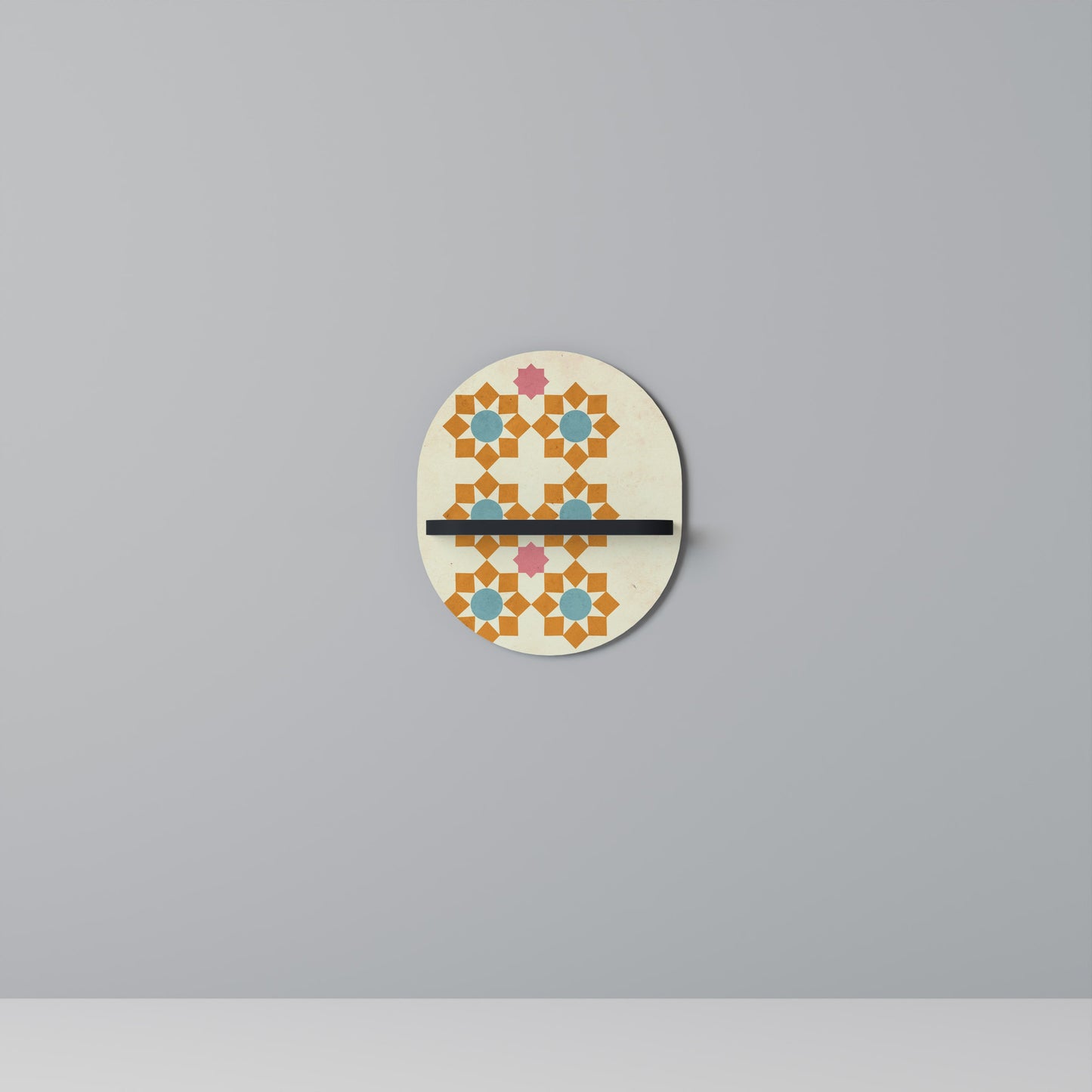 FLORAL DECOR Oval Art Shelf In Black Finish