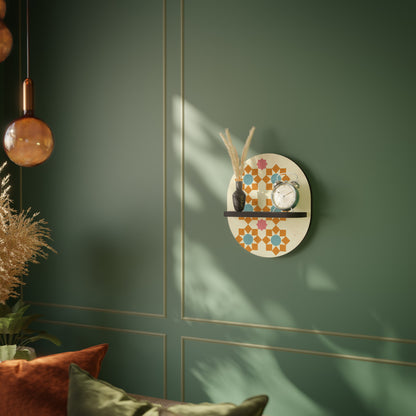 FLORAL DECOR Oval Art Shelf In Black Finish