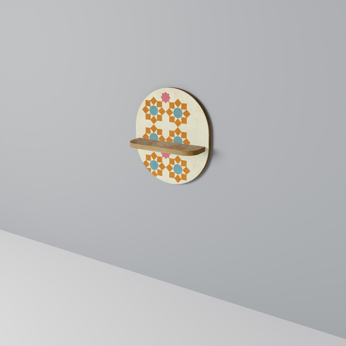 FLORAL DECOR Oval Art Shelf In Oak Effect