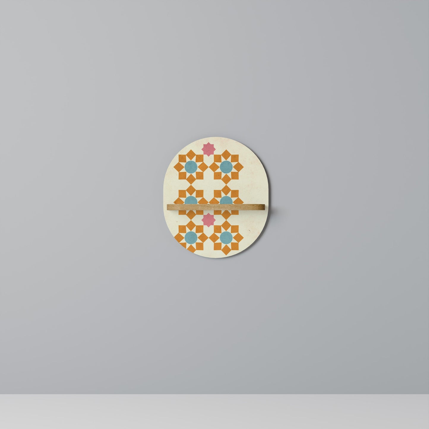 FLORAL DECOR Oval Art Shelf In Oak Effect