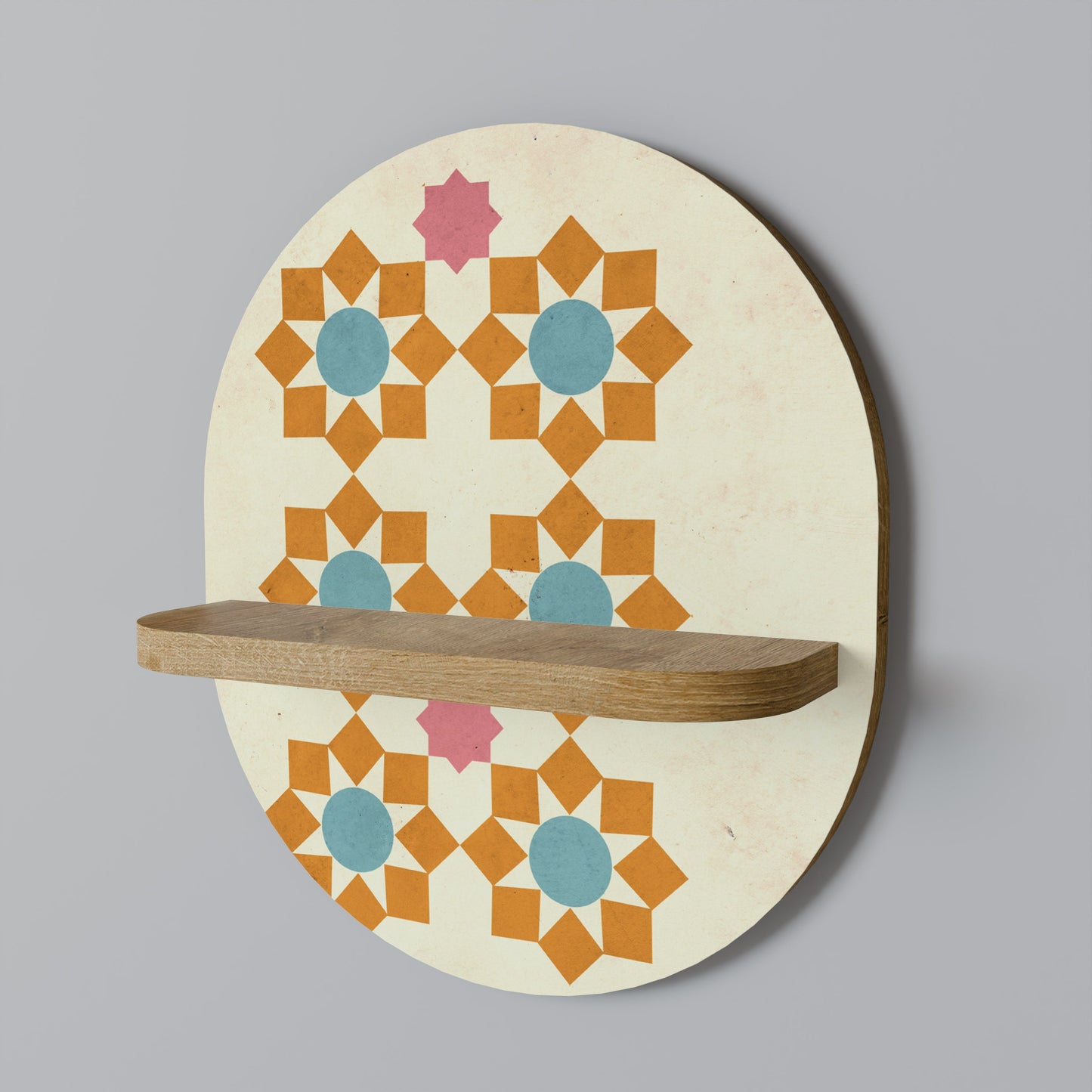 FLORAL DECOR Oval Art Shelf In Oak Effect