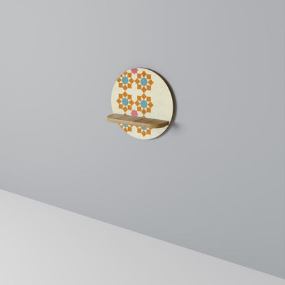 FLORAL DECOR Round Art Shelf In Oak Effect