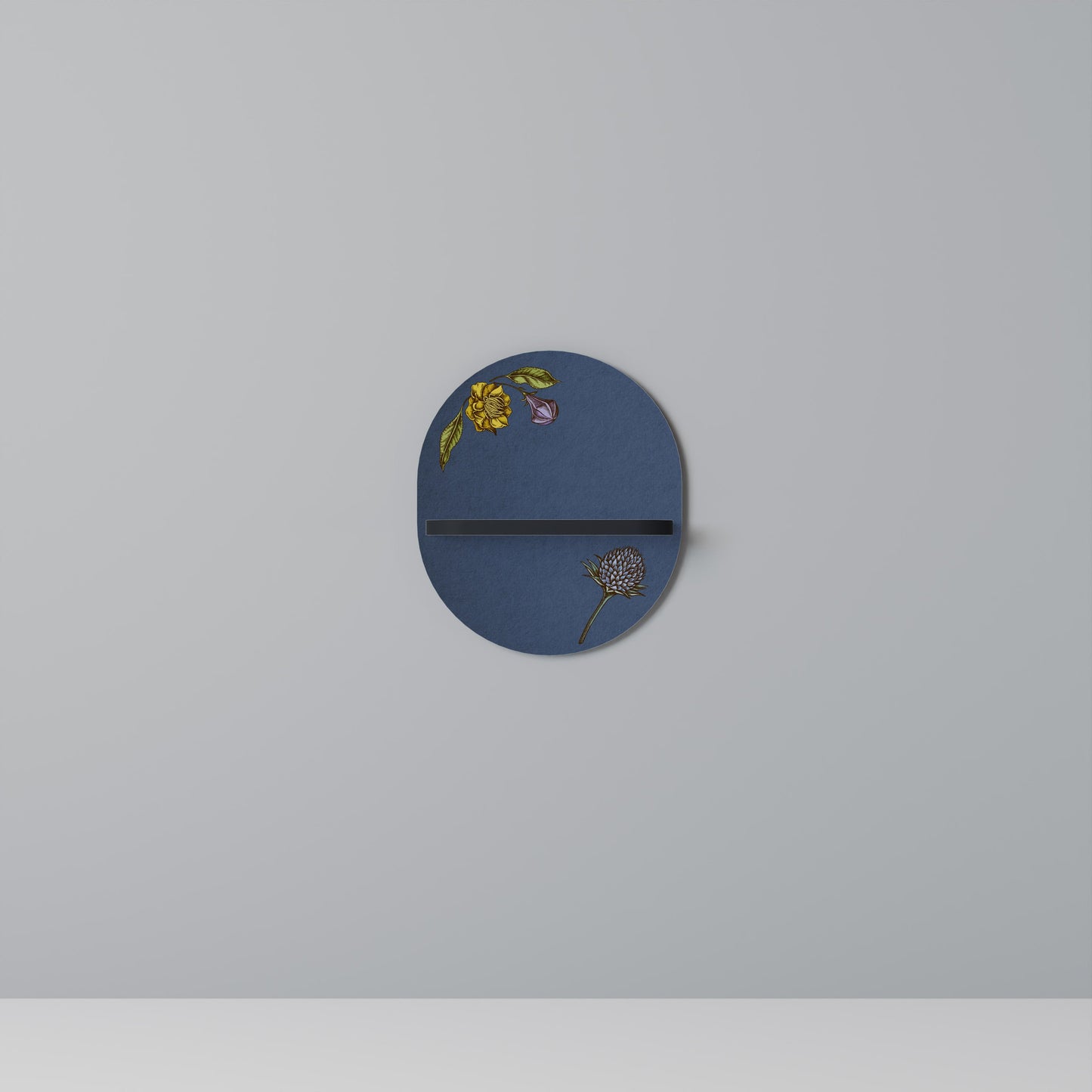 MIDNIGHT FLORA Mensola Ovale Decorativa con Finitura Nera