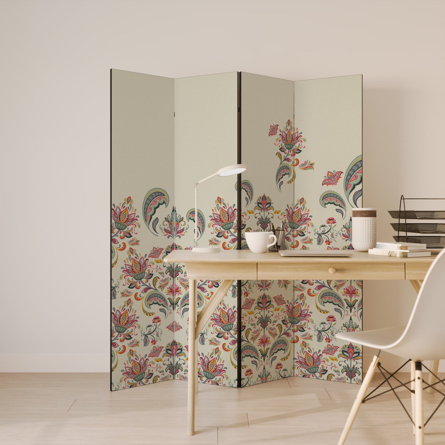 ORGANIC FOLKLORE Decorative 4-Panel Room Divider