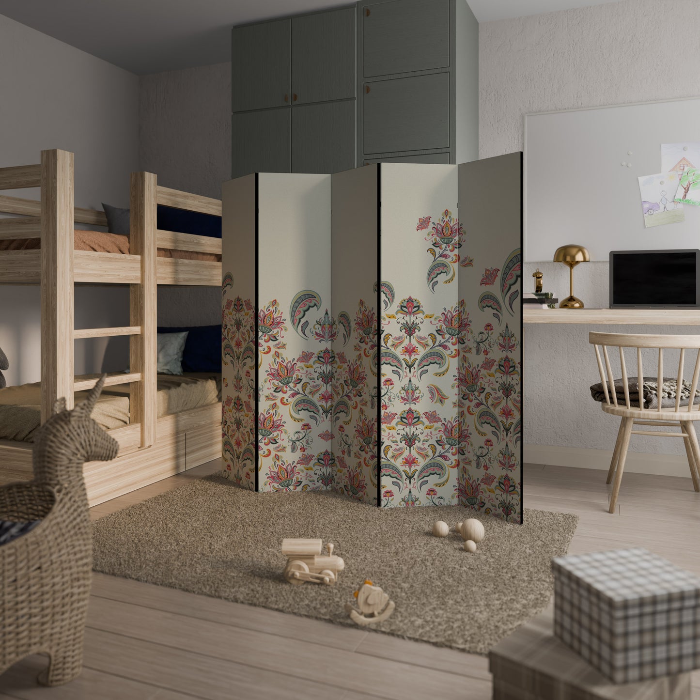 ORGANIC FOLKLORE Divisorio decorativo per ambienti a 5 pannelli