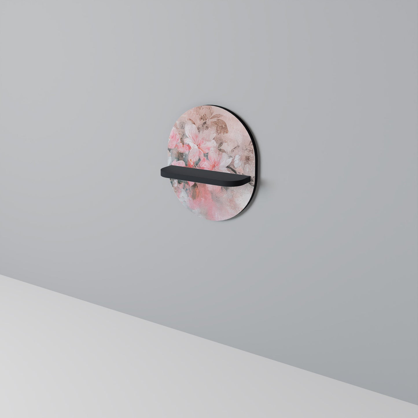 CHERRY BLOSSOM Mensola Ovale Decorativa con Finitura Nera