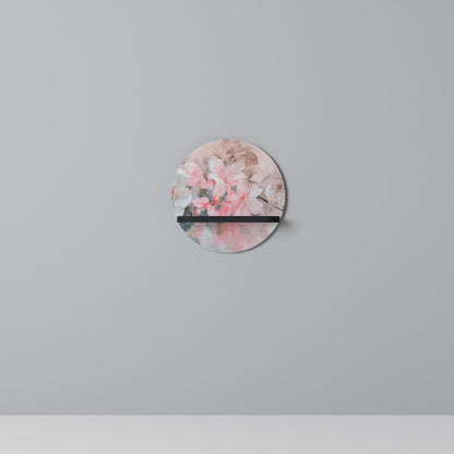 CHERRY BLOSSOM Round Art Shelf In Black Finish