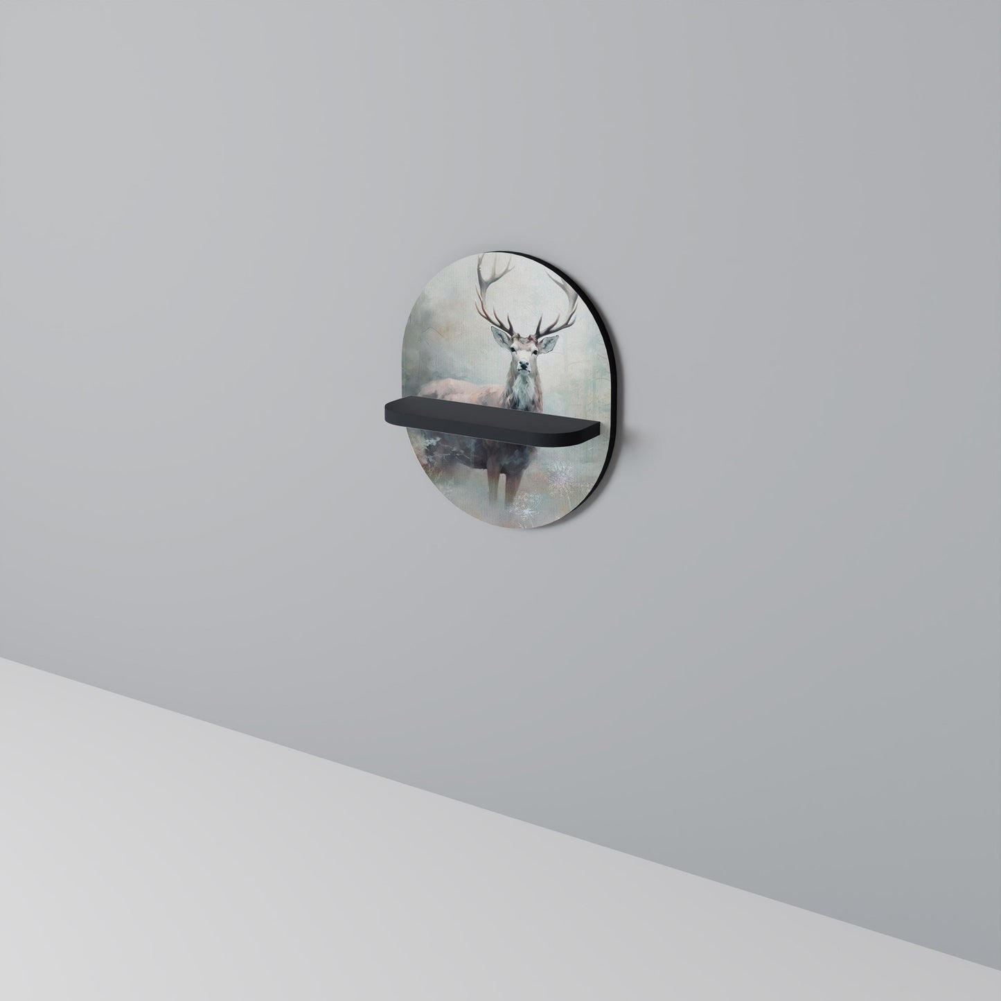 FOREST KING Oval Art Shelf In Black Finish