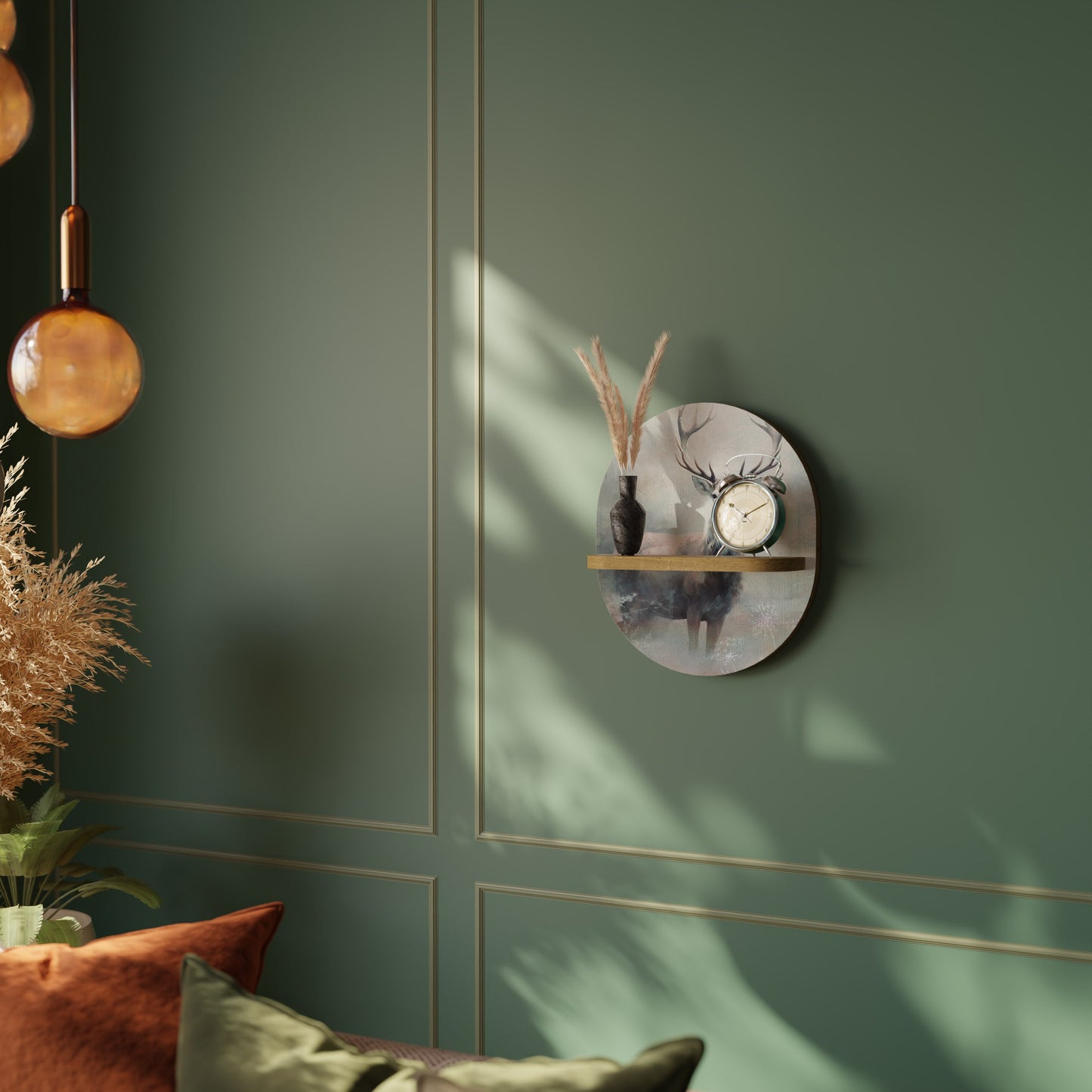 FOREST KING Mensola Ovale Decorativa in Effetto Rovere