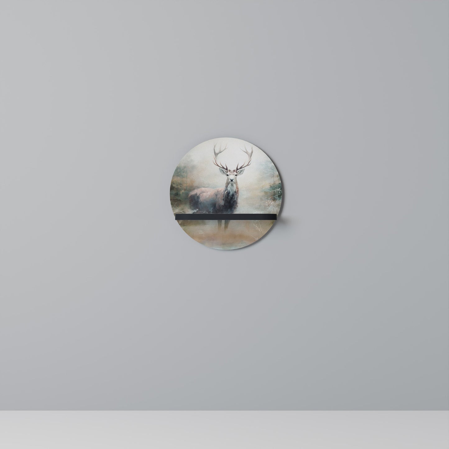 FOREST KING Round Art Shelf In Black Finish