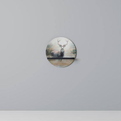 FOREST KING Round Art Shelf In Black Finish