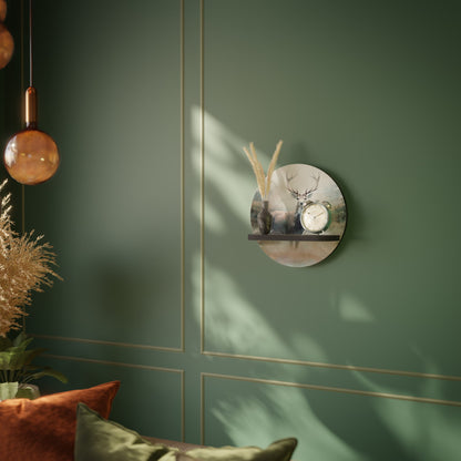 FOREST KING Round Art Shelf In Black Finish