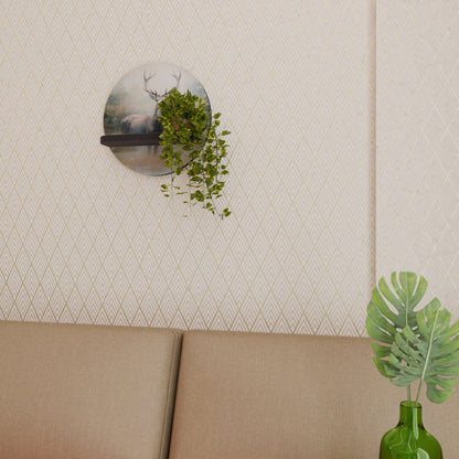 FOREST KING Round Art Shelf In Black Finish