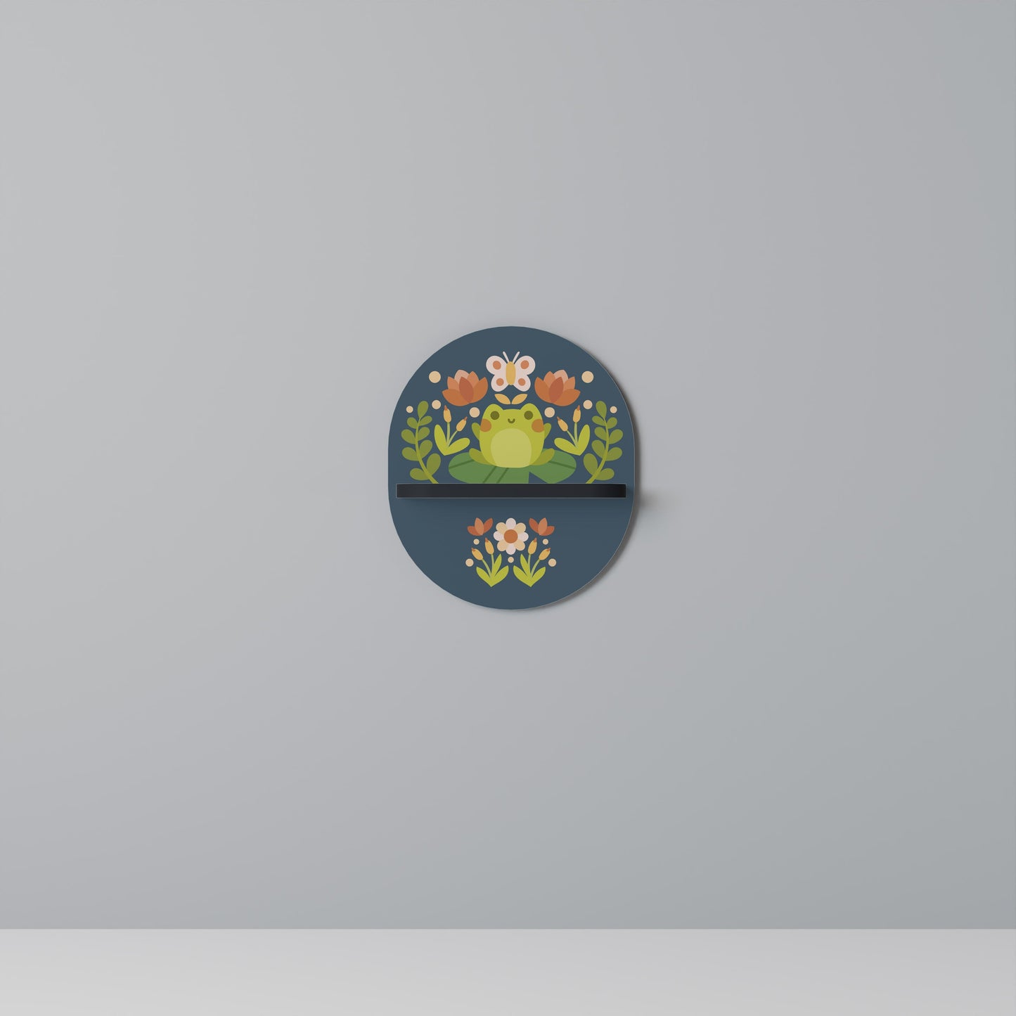 MEADOW IDYLL Oval Art Shelf In Black Finish