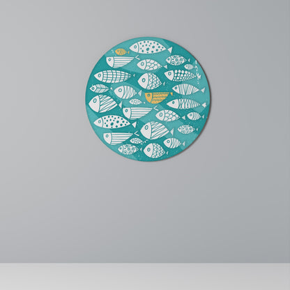 FISHY FOLK ART Decorazione da Parete Rotonda