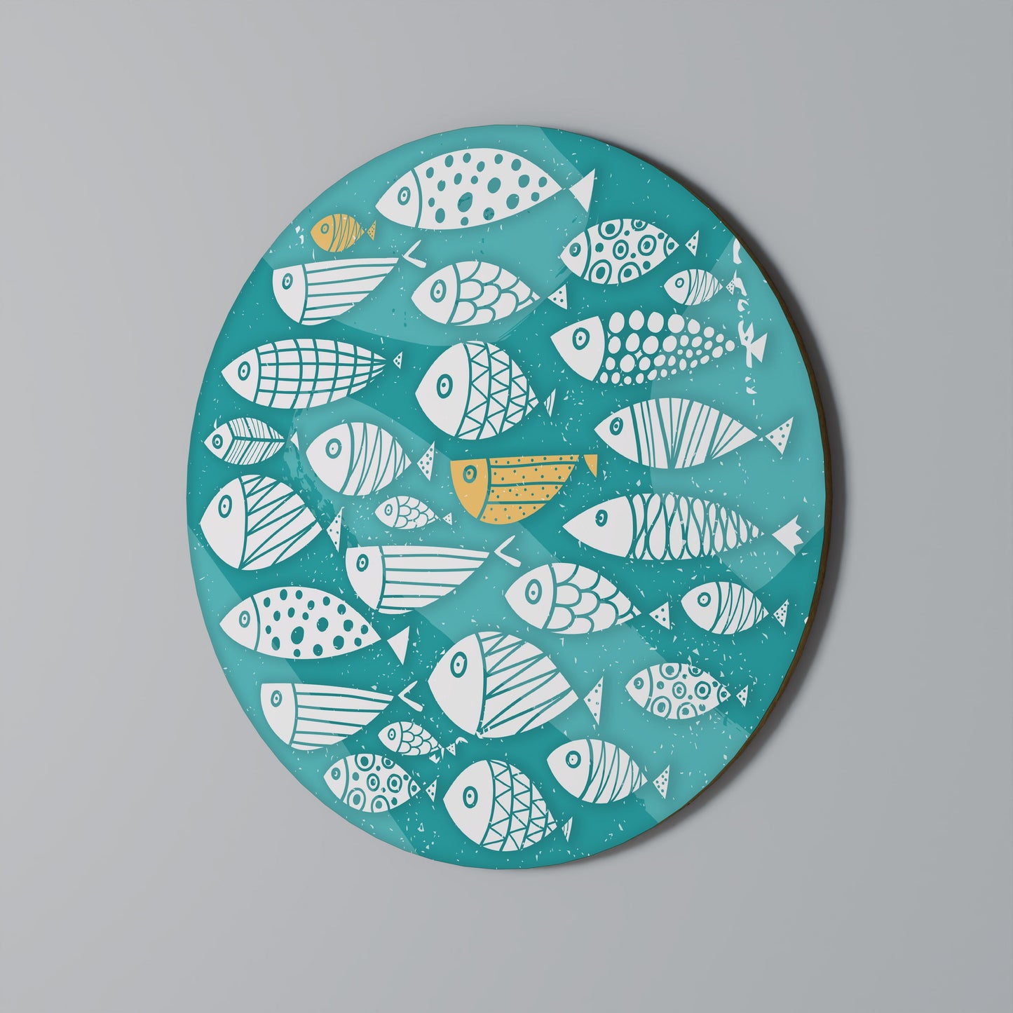 FISHY FOLK ART Decorazione da Parete Rotonda