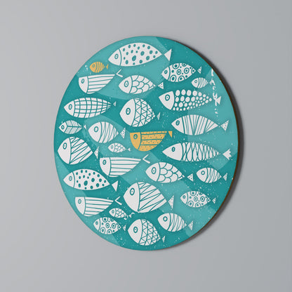 FISHY FOLK ART Decorazione da Parete Rotonda