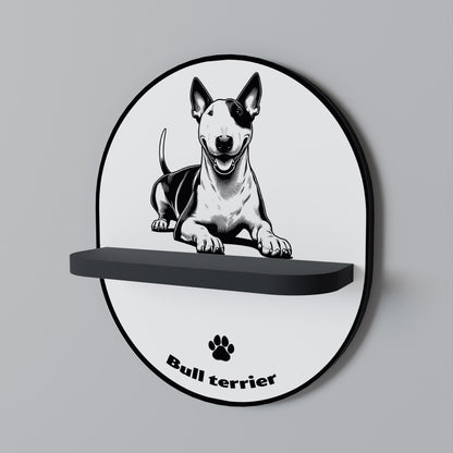 BULL TERRIER Oval Art Shelf In Black Finish