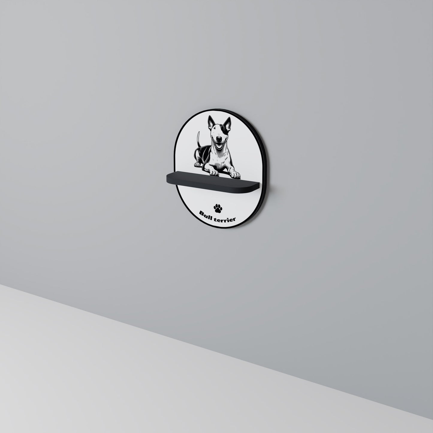 BULL TERRIER Oval Art Shelf In Black Finish