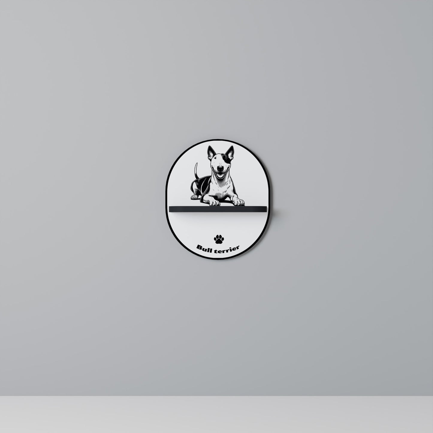 BULL TERRIER Oval Art Shelf In Black Finish