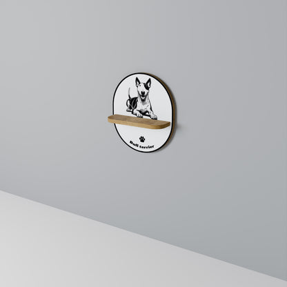BULL TERRIER Mensola Ovale Decorativa in Effetto Rovere