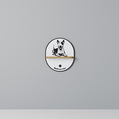 BULL TERRIER Mensola Ovale Decorativa in Effetto Rovere
