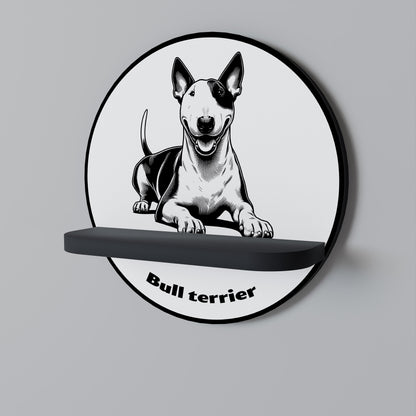 BULL TERRIER Round Art Shelf In Black Finish