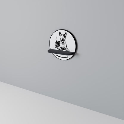 BULL TERRIER Round Art Shelf In Black Finish