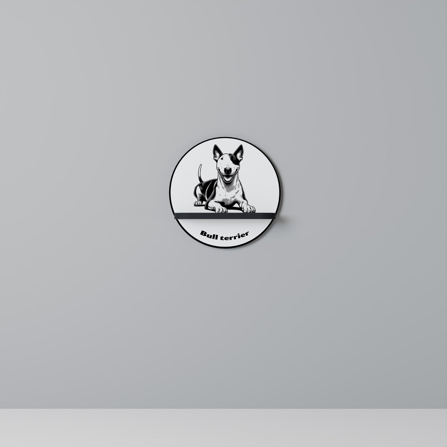 BULL TERRIER Round Art Shelf In Black Finish