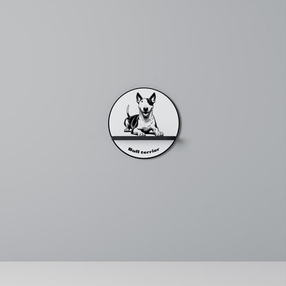 BULL TERRIER Round Art Shelf In Black Finish