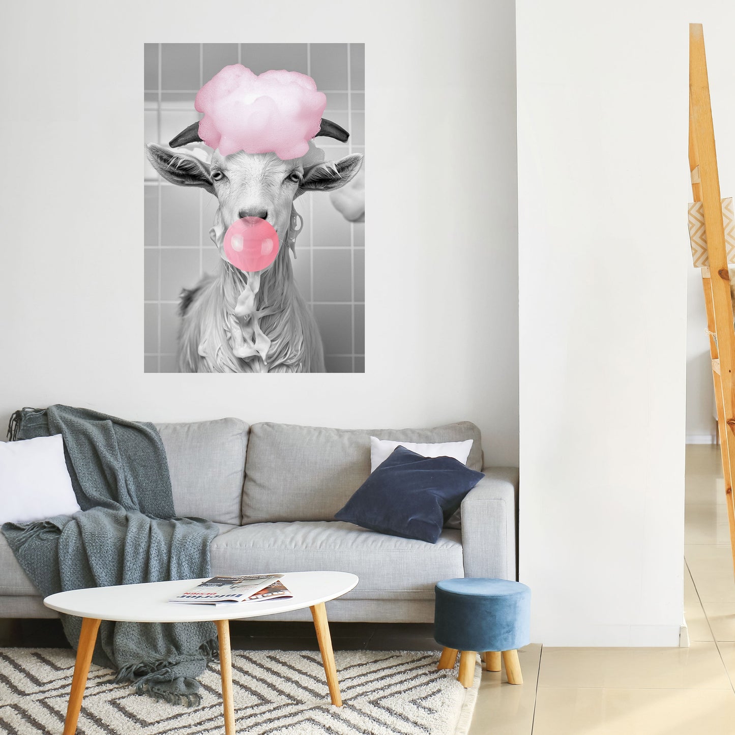 Poster verticale staccabile e attaccabile BUBBLEGUM BOVINE BLISS