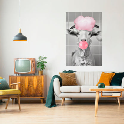 Poster verticale staccabile e attaccabile BUBBLEGUM BOVINE BLISS
