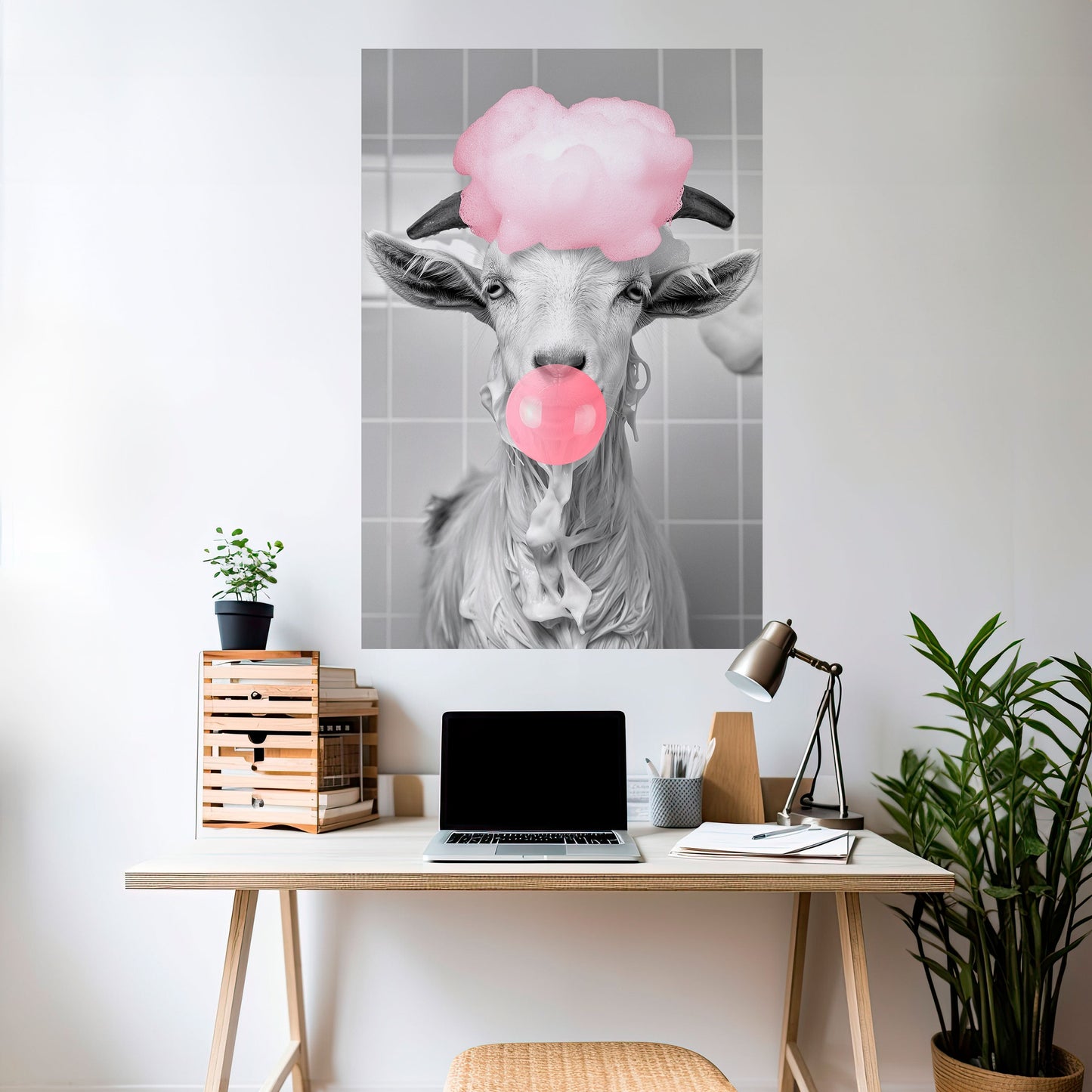 Poster verticale staccabile e attaccabile BUBBLEGUM BOVINE BLISS