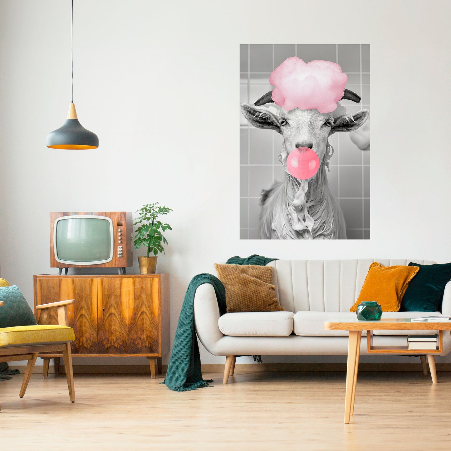 Poster verticale staccabile e attaccabile BUBBLEGUM BOVINE BLISS