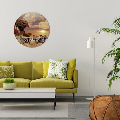 ZEBRA SUNSET SERENADE Decorazione da Parete Rotonda
