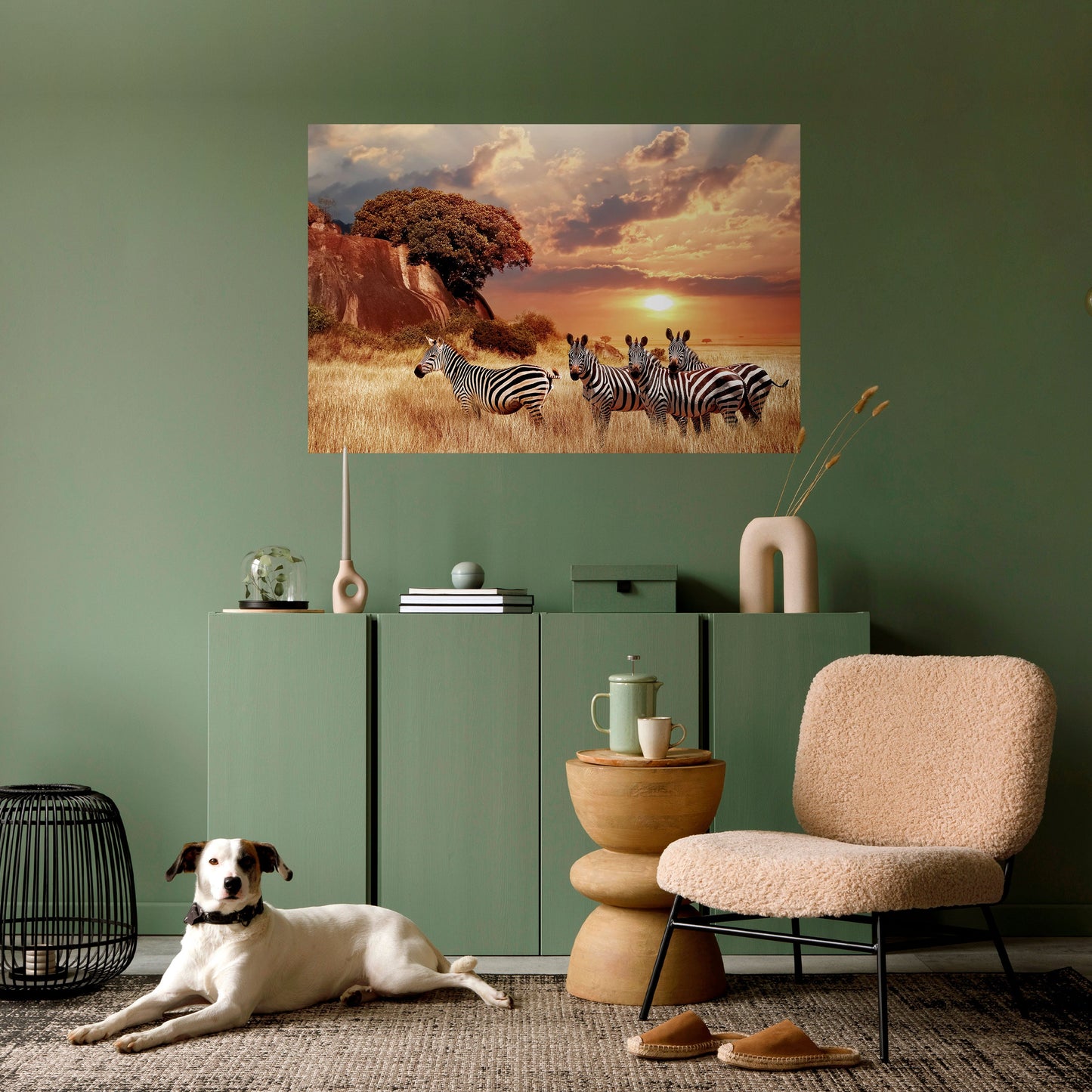 Poster orizzontale staccabile e attaccabile "ZEBRA SUNSET SERENADE"