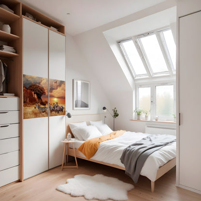 Poster orizzontale staccabile e attaccabile "ZEBRA SUNSET SERENADE"