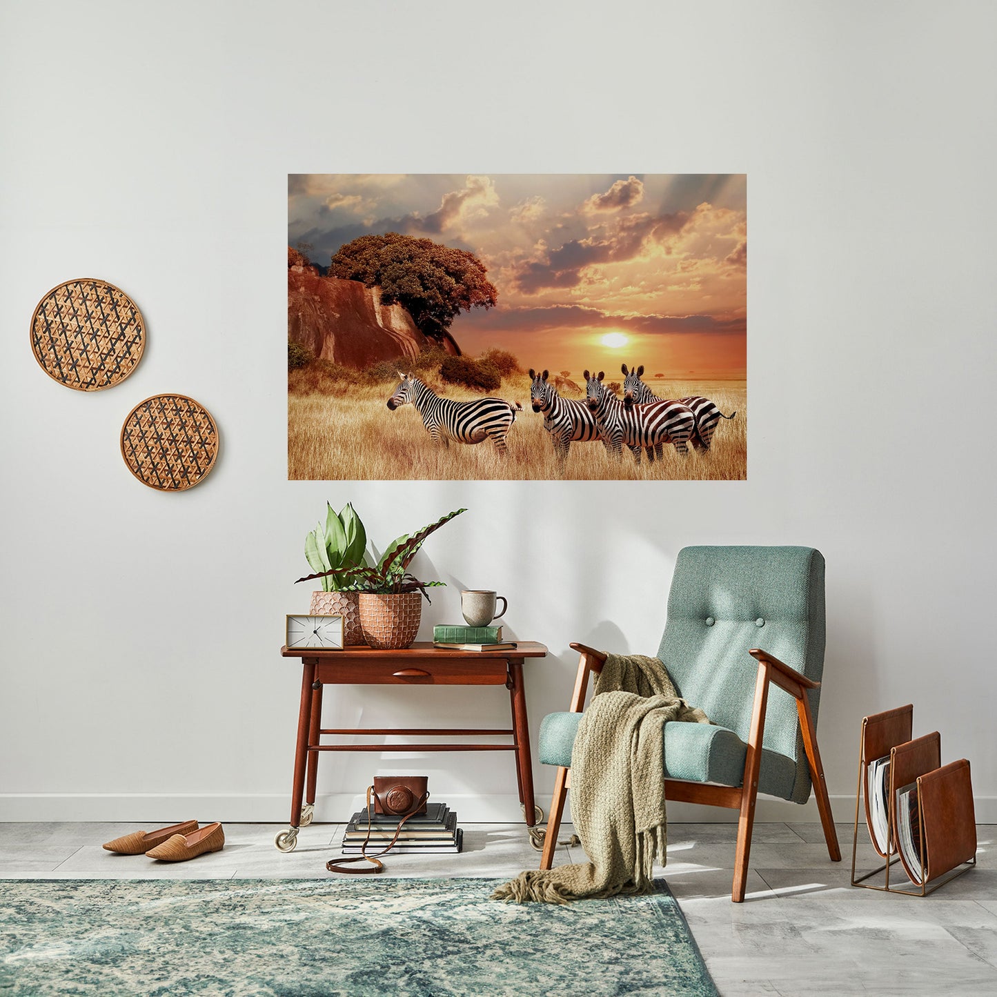 Poster orizzontale staccabile e attaccabile "ZEBRA SUNSET SERENADE"