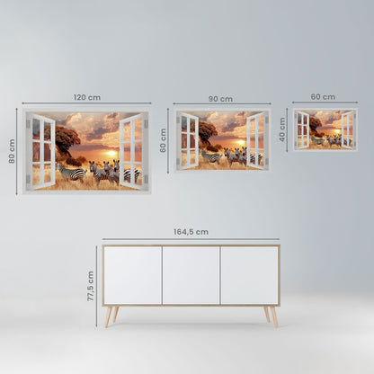 Poster orizzontale staccabile e attaccabile ZEBRA SUNSET VISTA