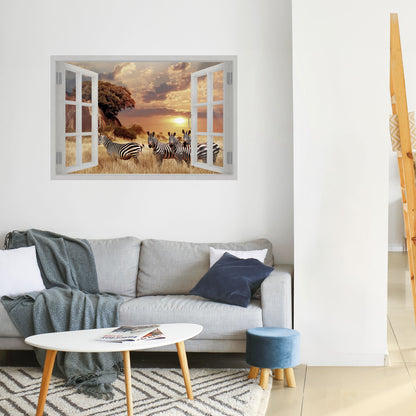 Poster orizzontale staccabile e attaccabile ZEBRA SUNSET VISTA