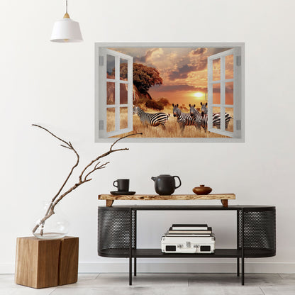 Poster orizzontale staccabile e attaccabile ZEBRA SUNSET VISTA