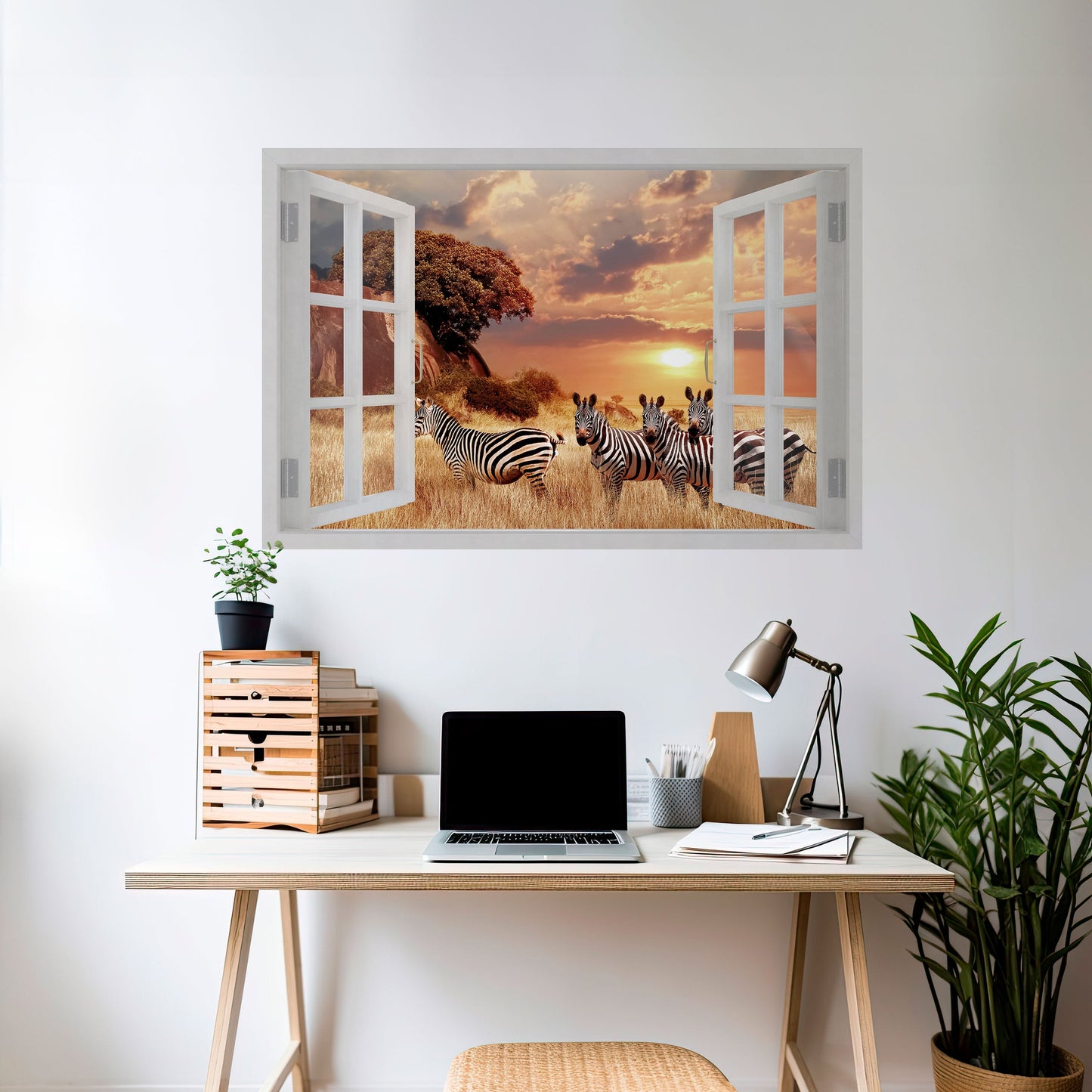 Poster orizzontale staccabile e attaccabile ZEBRA SUNSET VISTA
