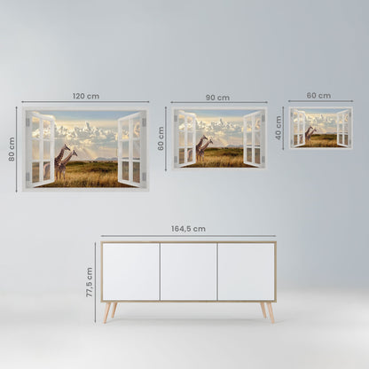 FINESTRA SGUARDO GIRAFFA Poster orizzontale staccabile e attaccabile