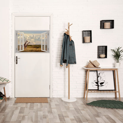 FINESTRA SGUARDO GIRAFFA Poster orizzontale staccabile e attaccabile