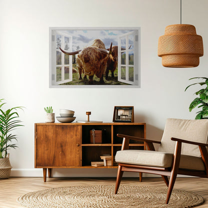 BOVINE WINDOW VISTA Peel and Stick Horizontal Poster