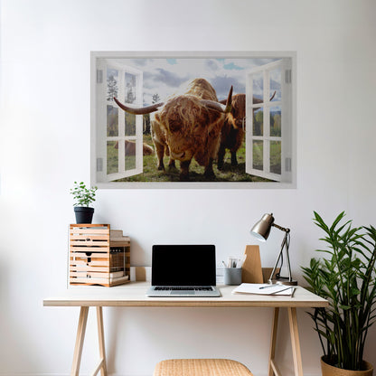 BOVINE WINDOW VISTA Peel and Stick Horizontal Poster