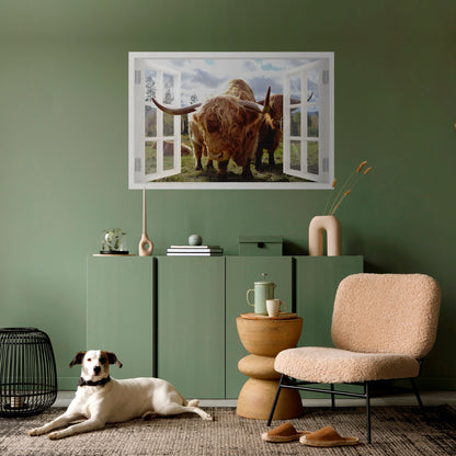 BOVINE WINDOW VISTA Peel and Stick Horizontal Poster