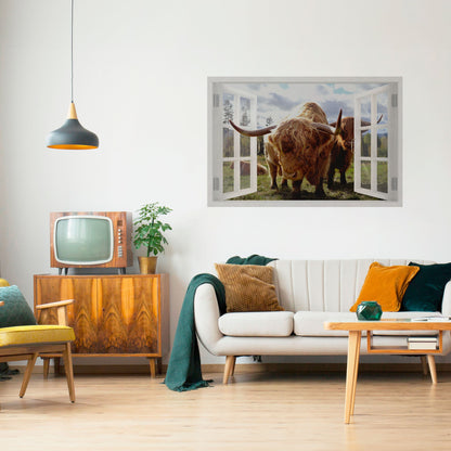 BOVINE WINDOW VISTA Peel and Stick Horizontal Poster